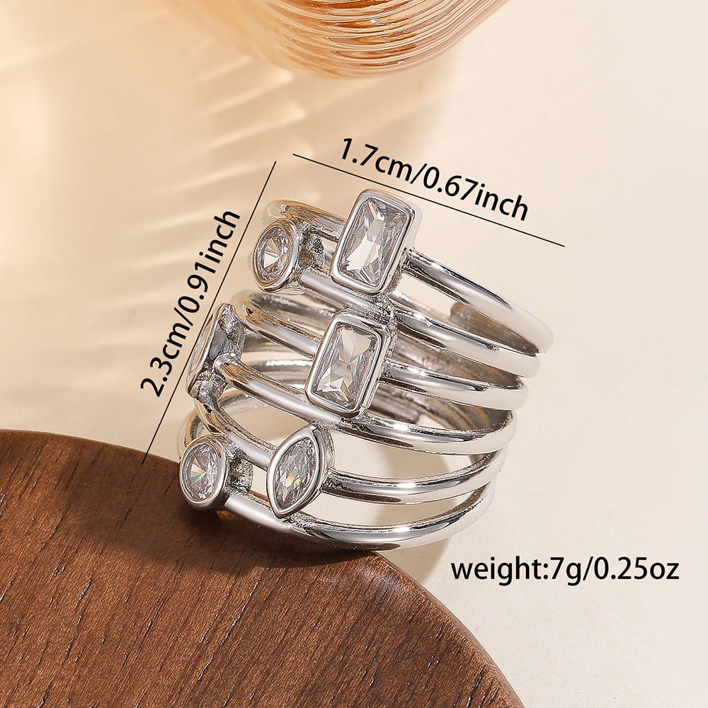 Damen Mehrreihiger Ring mit bunten Edelsteinen Shop Nory