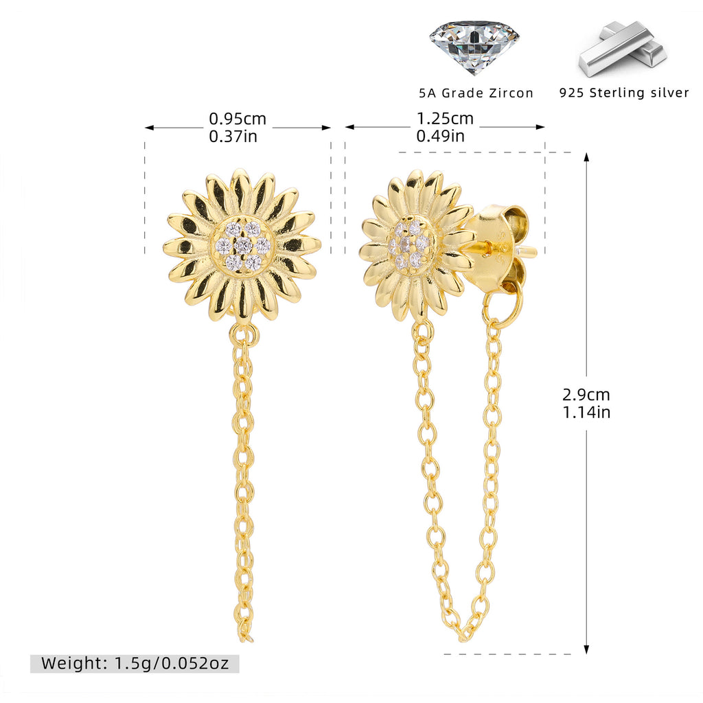 Damen Ohrhänger mit filigranem Sonnenblumen-Design und hochwertigem 925 Sterling Silber Shop Nory
