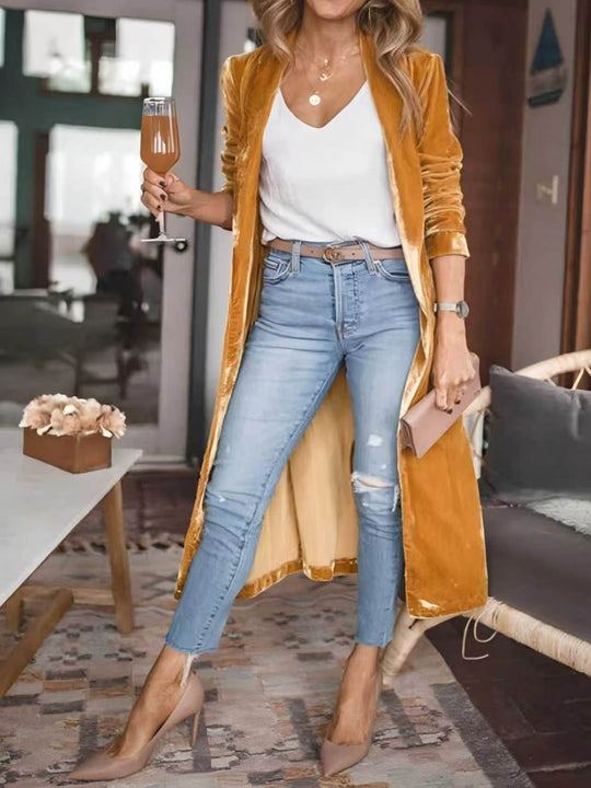 Damen Elegante Veloursjacke mit hohem Kragen Shop Nory