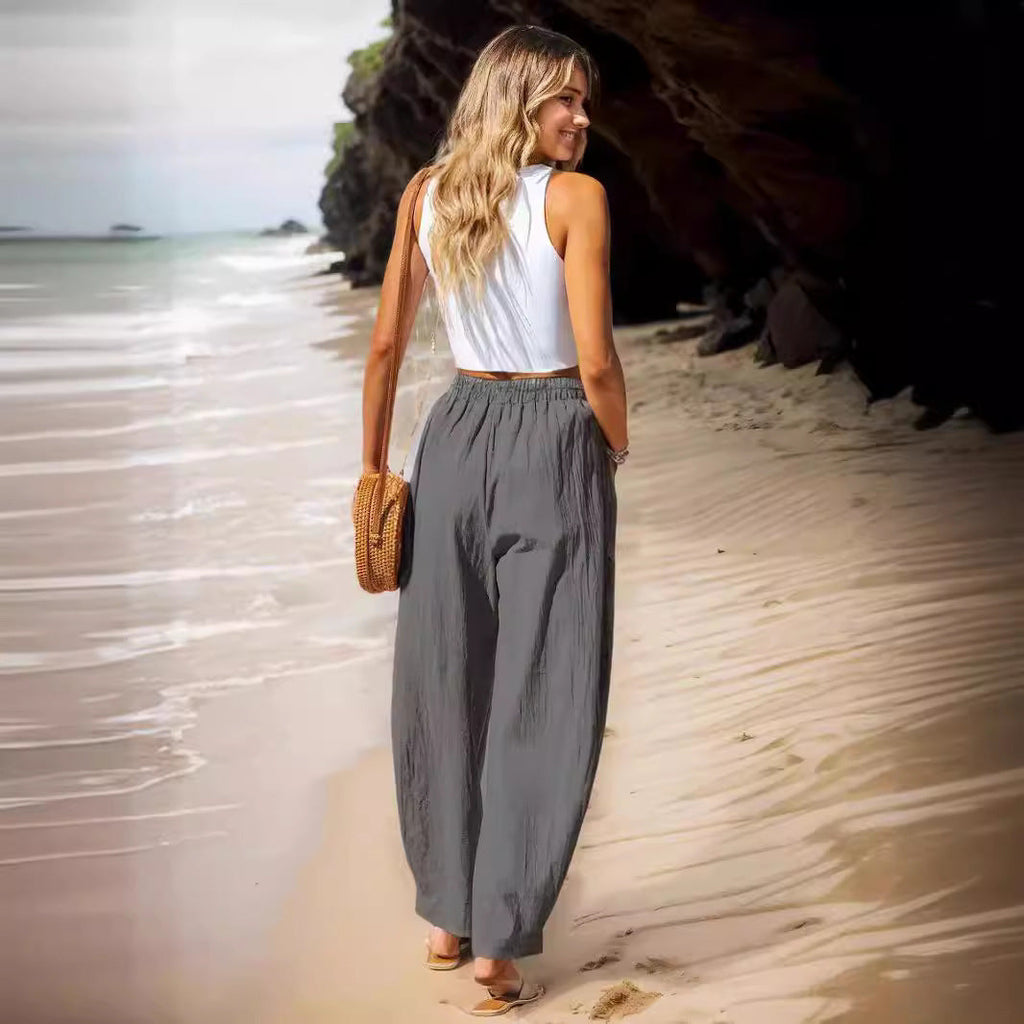 Damen lässige Leinenhose mit praktischen Seitentaschen