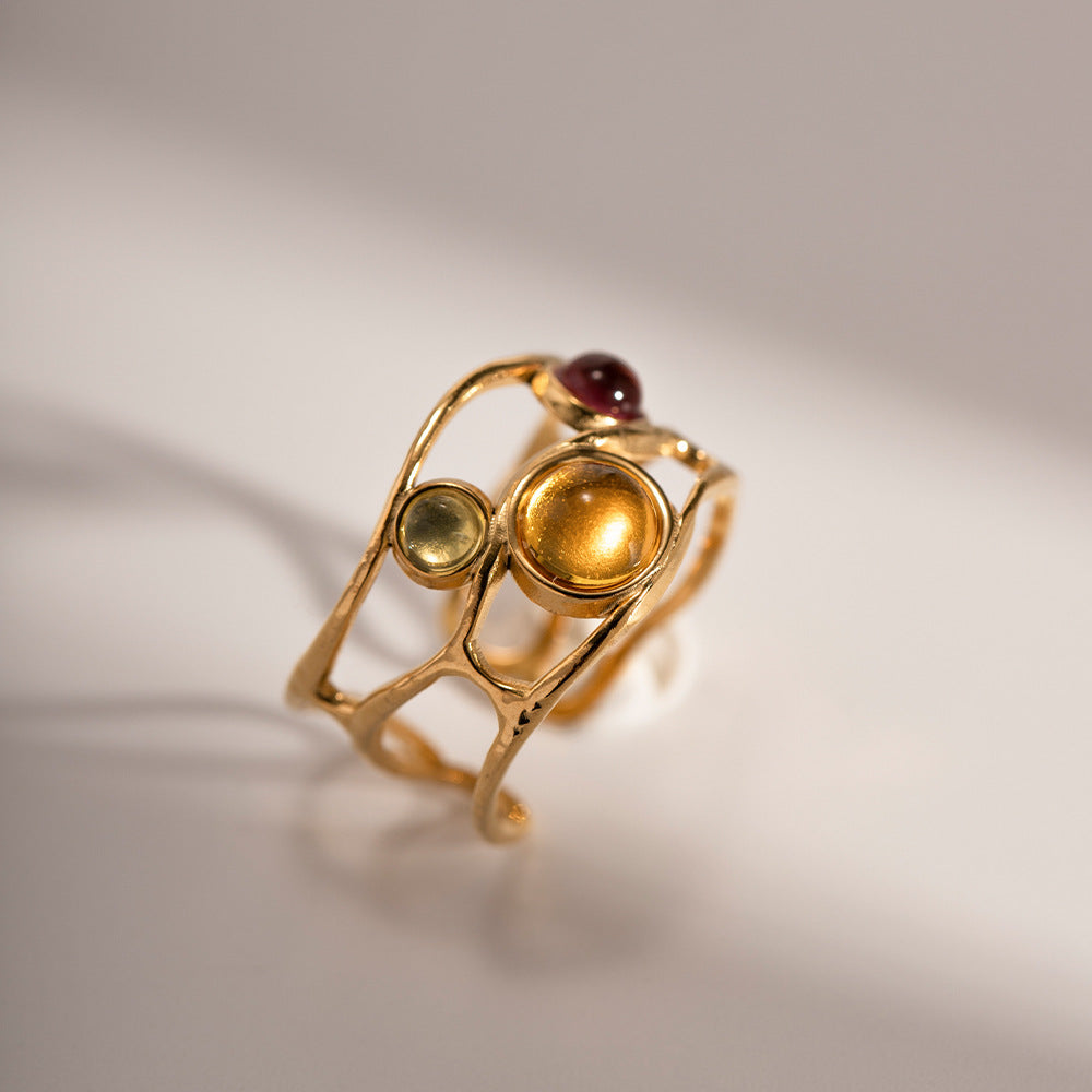 Damen Offener Ring mit buntem Edelsteindesign Shop Nory