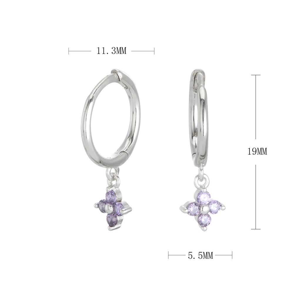 Damen Creolenohrringe mit blütenförmigen Anhängern und hochwertigem Zirkonbesatz Shop Nory
