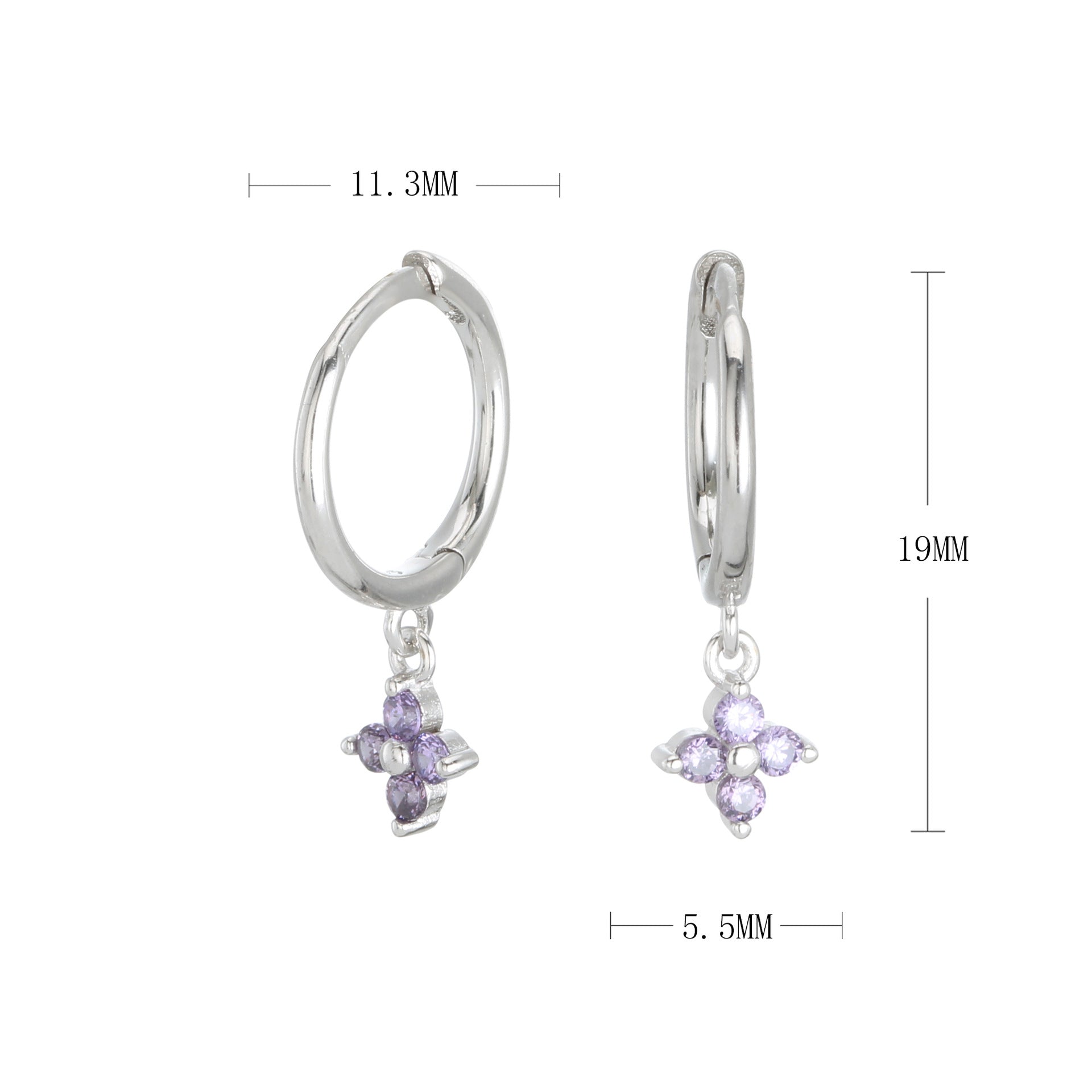 Damen Creolenohrringe mit blütenförmigen Anhängern und hochwertigem Zirkonbesatz Shop Nory