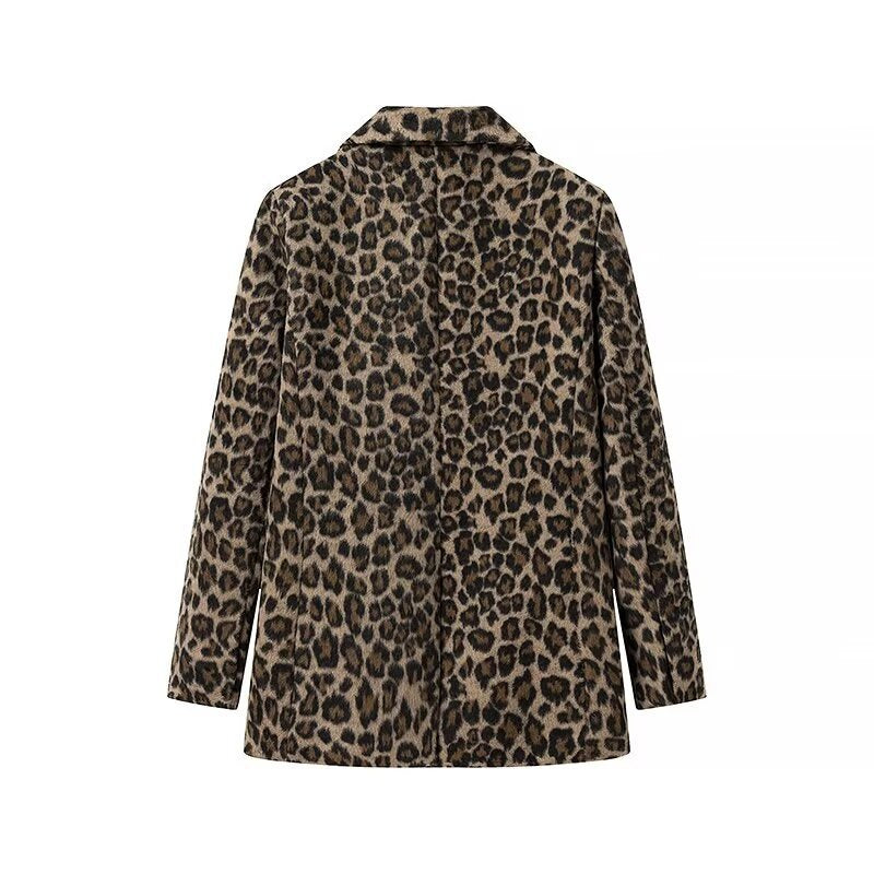 Damen Oversize‑Blazer im Leopardenprint mit Reverskragen und Pattentaschen Shop Nory