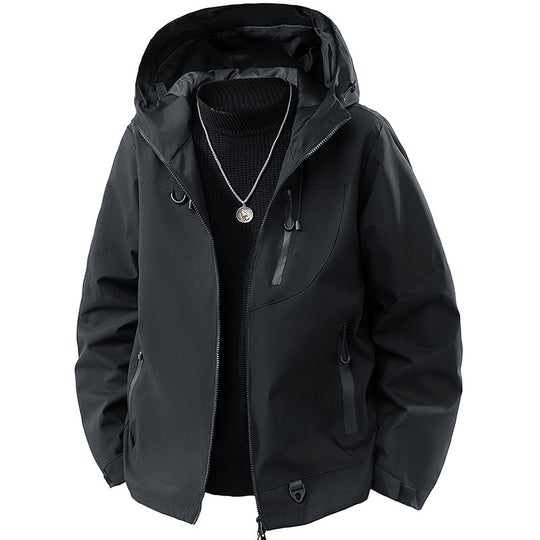 Herren Technische Softshell Outdoorjacke mit Kapuze wasser- und winddichter Membran versiegelte Reißverschlüsse Shop Nory