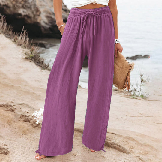 Damen Weite hose mit elastischem Bund und praktischen Taschen