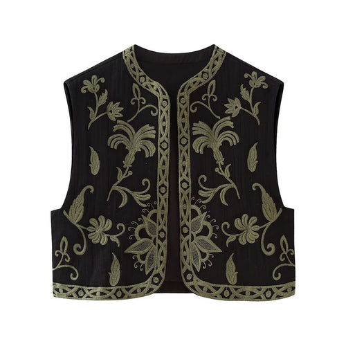 Damen Boho-Stickereiweste mit offenem Schnitt und floraler Zierstickerei Shop Nory