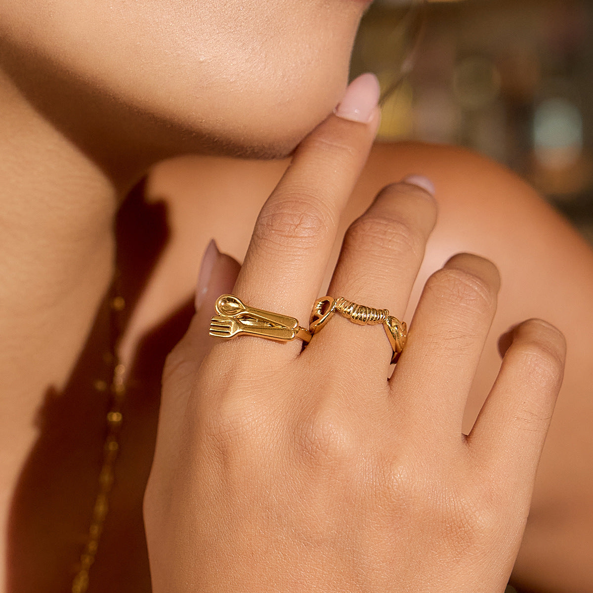 Damen Offenes Ringarmband mit elegantem Knoten-Design aus hypoallergenem Edelstahl Shop Nory