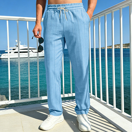 Herren Maritime Freizeit-Hose mit tonaler Rippstruktur, Kordelzug & Seitentaschen Shop Nory