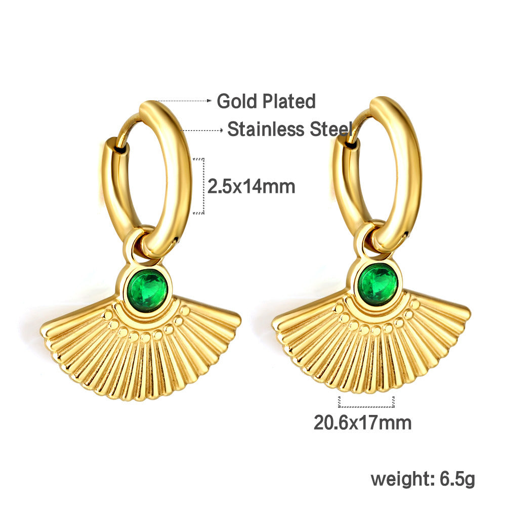 Damen Ohrhänger mit kunstvollem Fächerdesign und farbigem Zirkonia Shop Nory