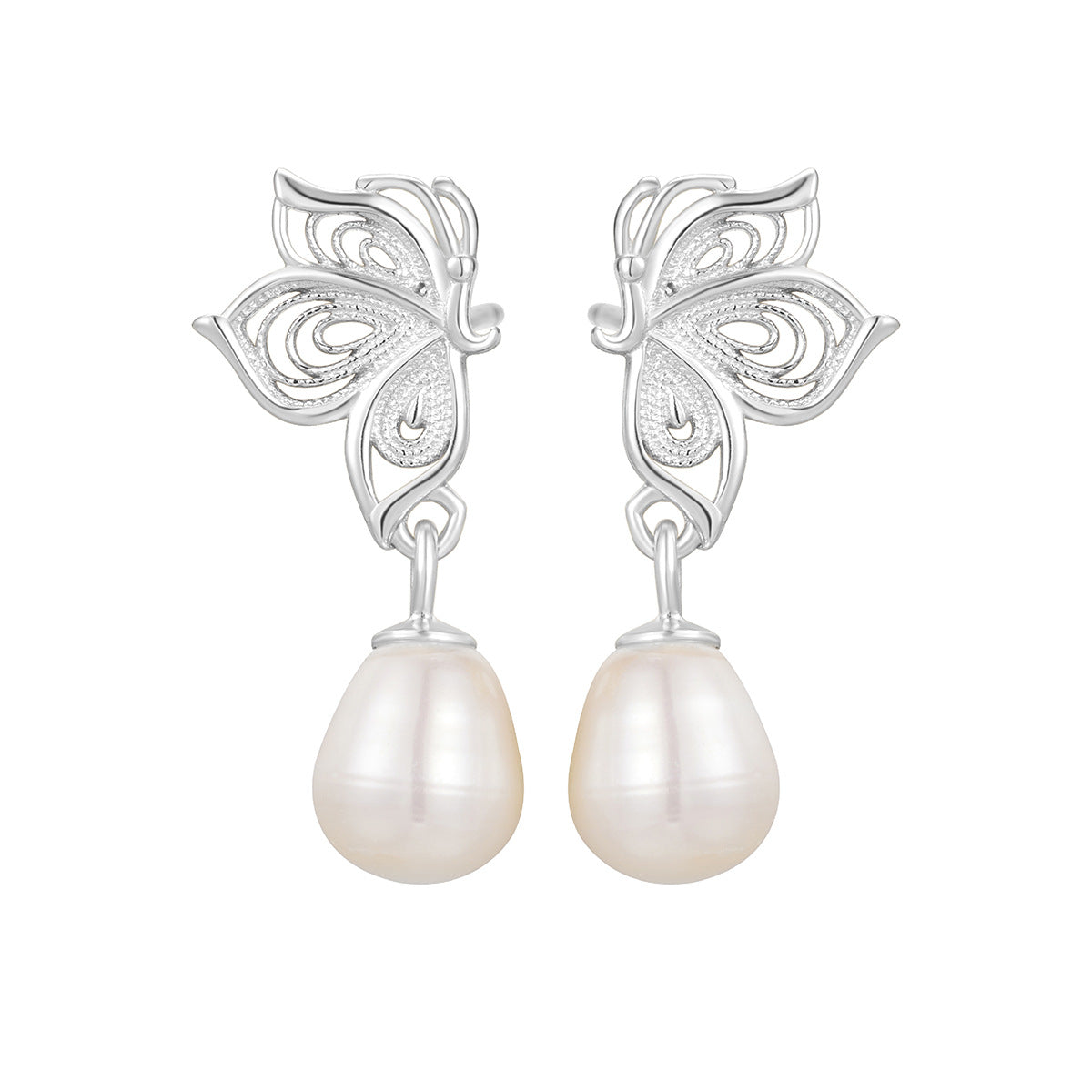 Damen elegante Ohrringe mit filigranem Schmetterlingsdesign und Perlenanhängern Shop Nory
