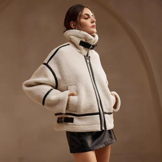 Damen Kuschelige Teddyfelljacke