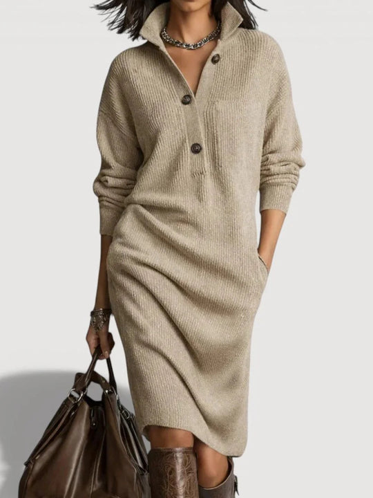 Damen Bequemes Strickkleid mit Knopfdetails