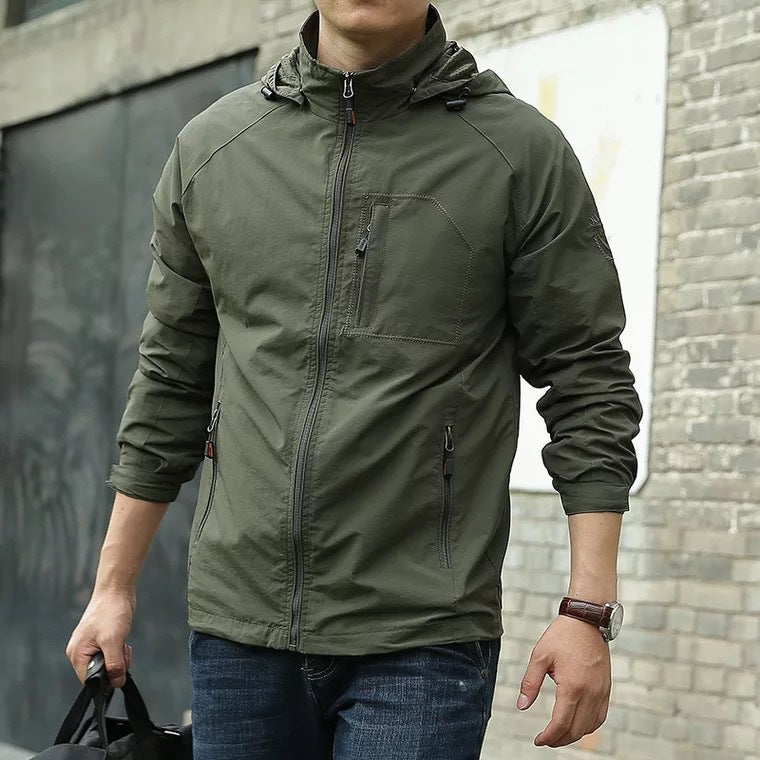 Herren leichter winddichter Shell‑Hoodie mit Mesh‑Futter, Kapuze und verstellbarem Saum Shop Nory