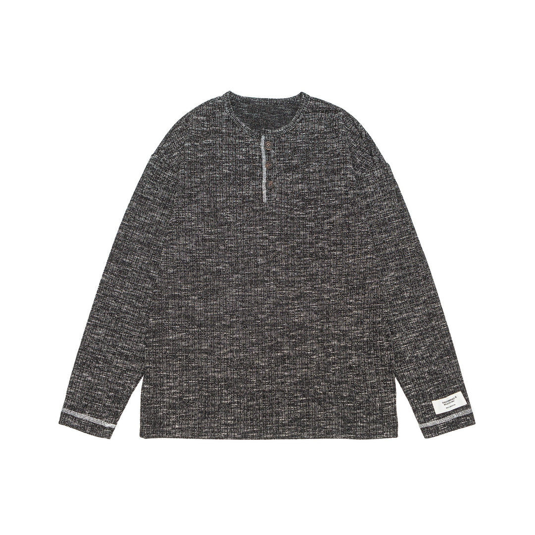 Unisex Gerippter Henley-Pullover mit Knopfleiste und Oversize-Silhouette Shop Nory