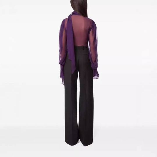 Damen Hochtaillierte weite Nadelstreifen-Hose im Tailoring-Stil Shop Nory