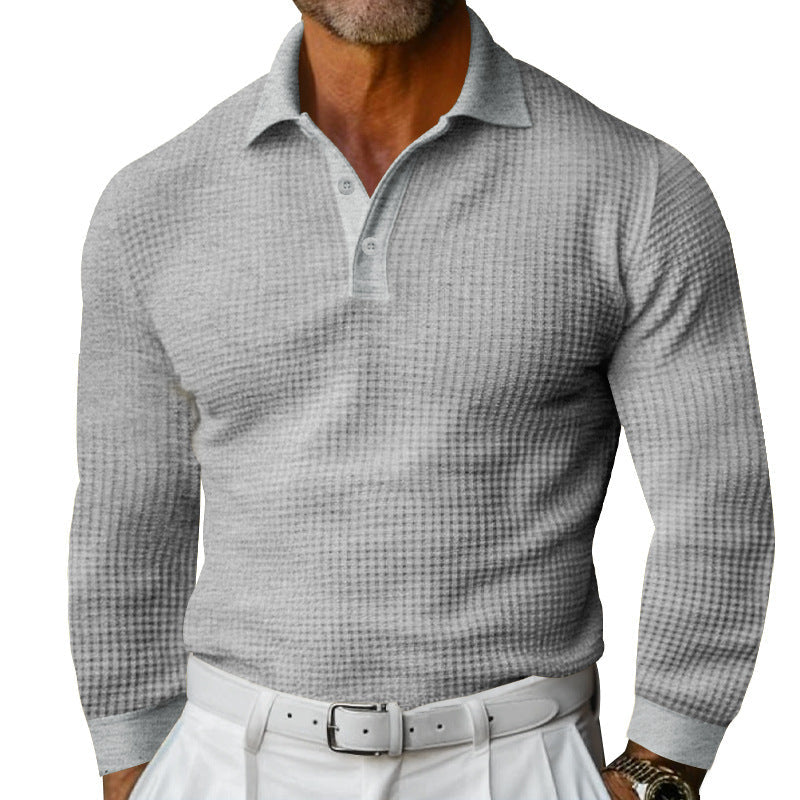Herren Langarm-Poloshirt mit strukturiertem Design und klassischem Kragen