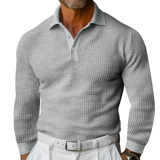 Herren Langarm-Poloshirt mit strukturiertem Design und klassischem Kragen