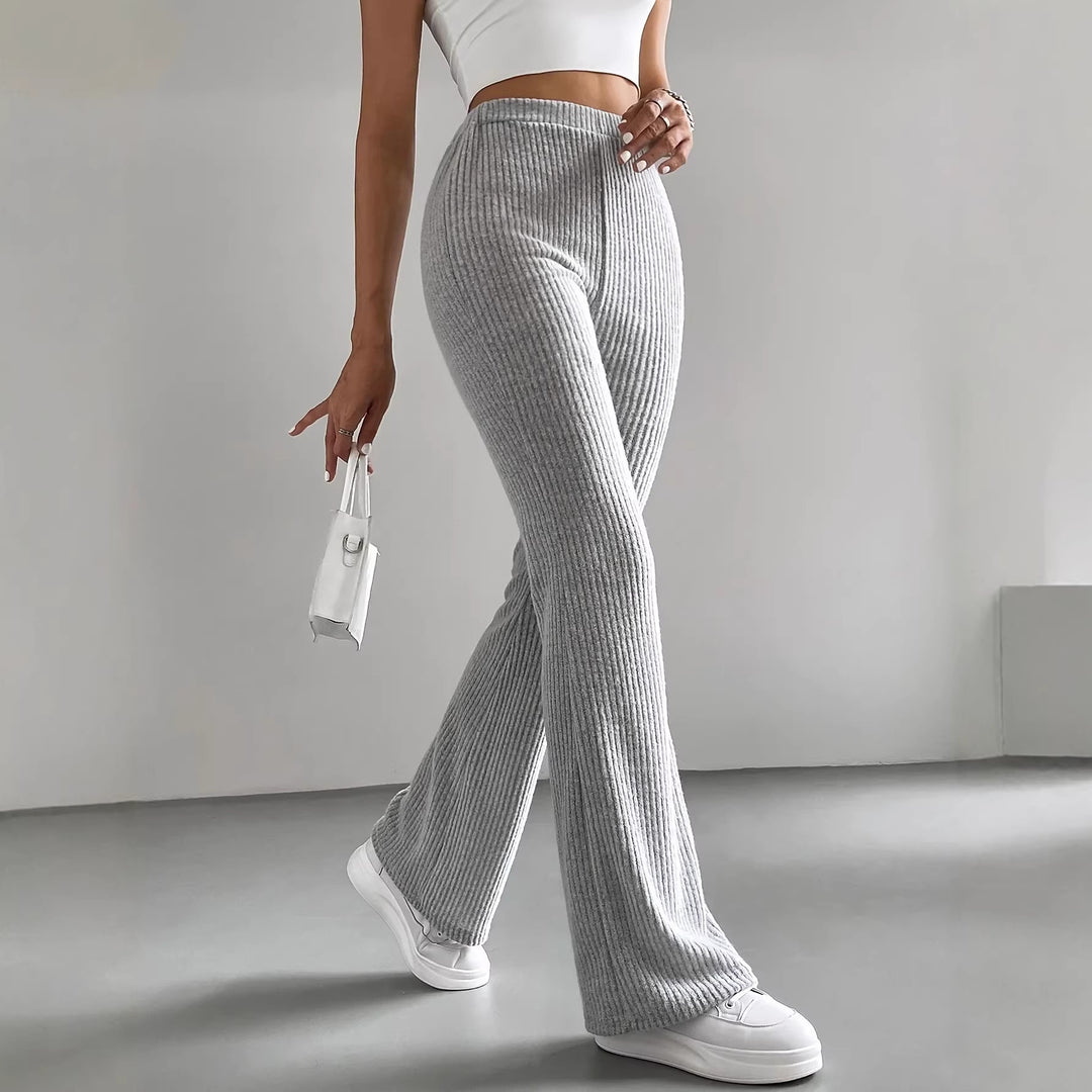 Damen Gerippte High‑Waist Schlaghose aus weichem Feinstrick Shop Nory