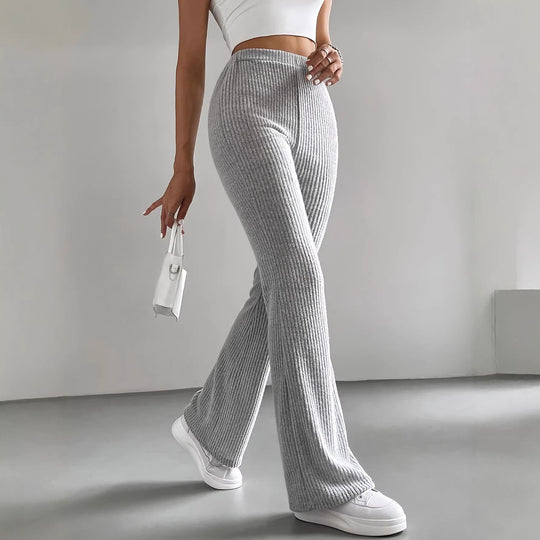 Damen Gerippte High‑Waist Schlaghose aus weichem Feinstrick Shop Nory