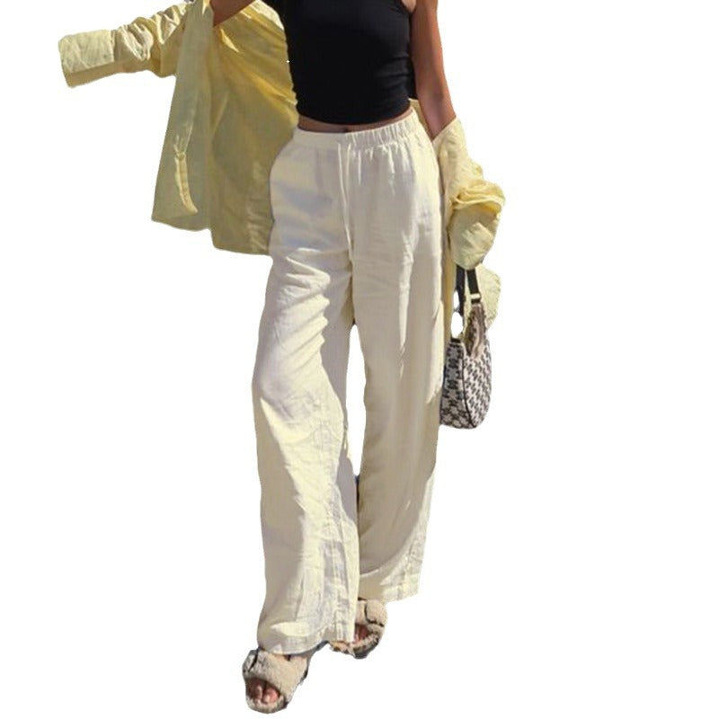 Damen nan weite Jogginghose mit hohem Bund Tunnelzug und Palazzo-Silhouette Shop Nory