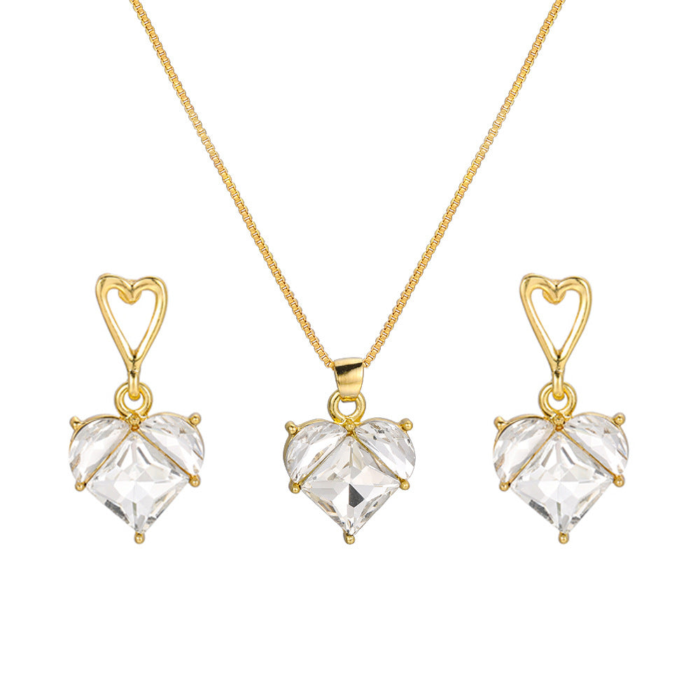 Damen Schmuckset mit Herzen und funkelnden Kristallen Shop Nory