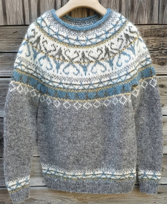 Damen nan Norwegerpullover aus Wollmix mit Rundhalsausschnitt und traditionellem Fair-Isle-Yoke Shop Nory