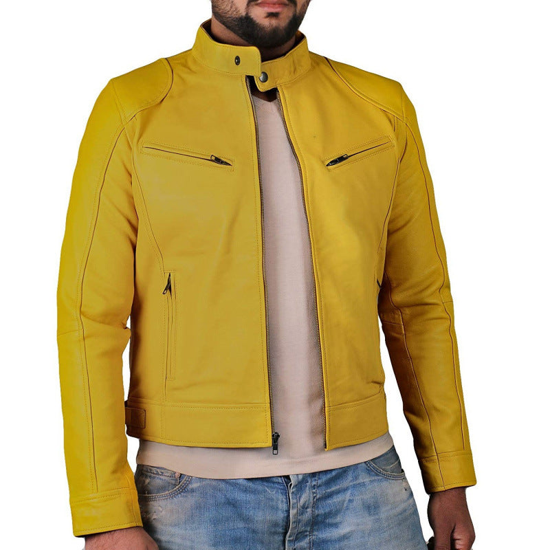Herren Bikerjacke mit Stehkragen und Reißverschlusstaschen