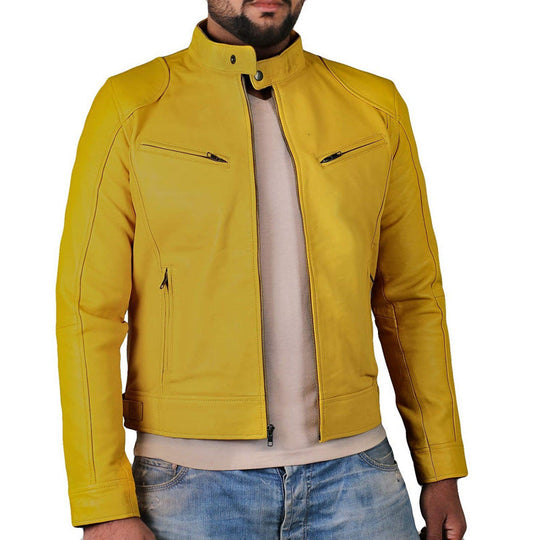 Herren Bikerjacke mit Stehkragen und Reißverschlusstaschen