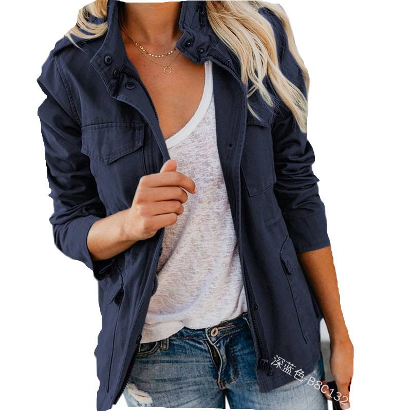 Damen Utility-Fieldjacke mit Stehkragen, aufgesetzten Taschen und Taillenzug Shop Nory