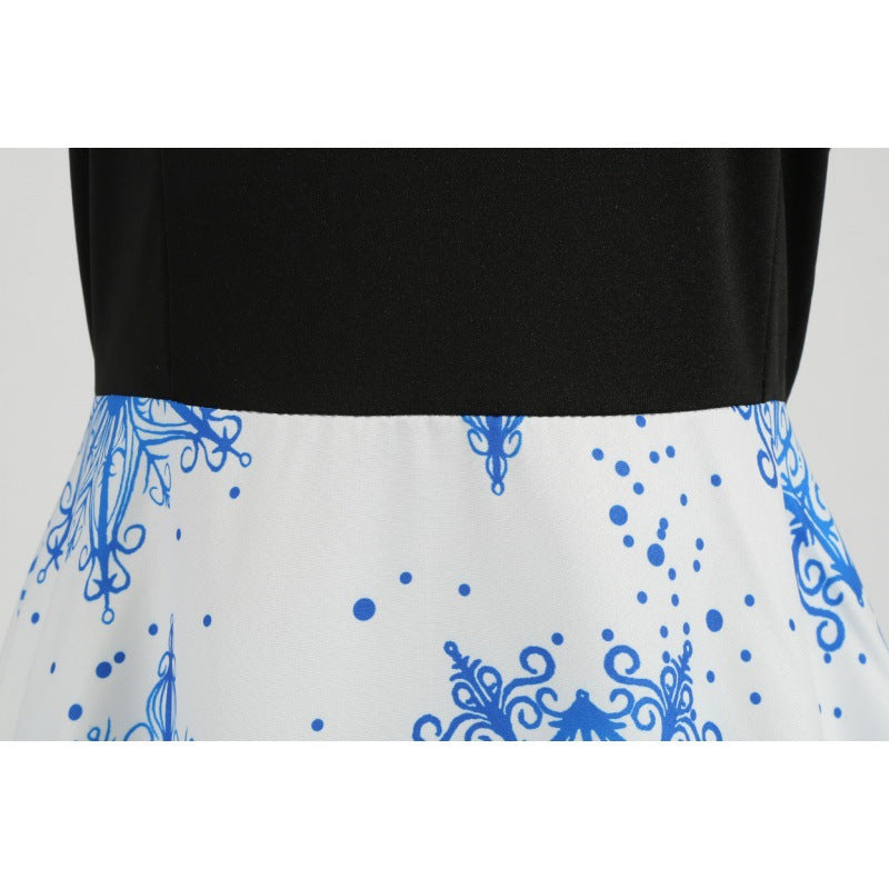 Damen Festliches Tellerrockkleid mit geschwungener Ausschnittkante, langen Ärmeln und Satin-Taillengürtel Shop Nory
