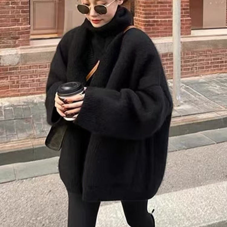Strickjacke Übergröße Passform Weiche Wollmischung Tiefer V-Ausschnitt Taschen Lange Länge
