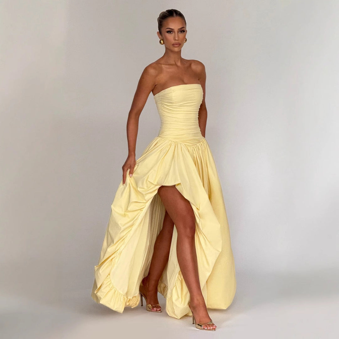 Damen Abendkleid mit figurbetontem Oberteil und asymmetrischem Rock