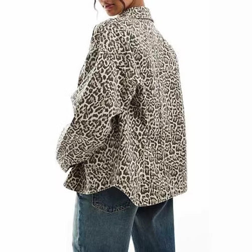 Damen Modische Jacke mit Leopardenmuster
