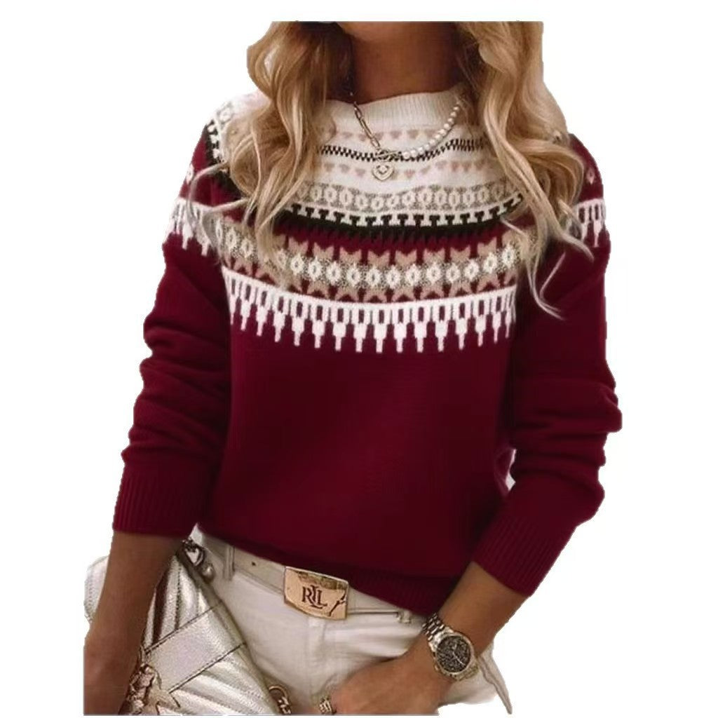 Damen nan Norwegerpullover aus Wollmix mit Rundhalsausschnitt und traditionellem Fair-Isle-Yoke Shop Nory