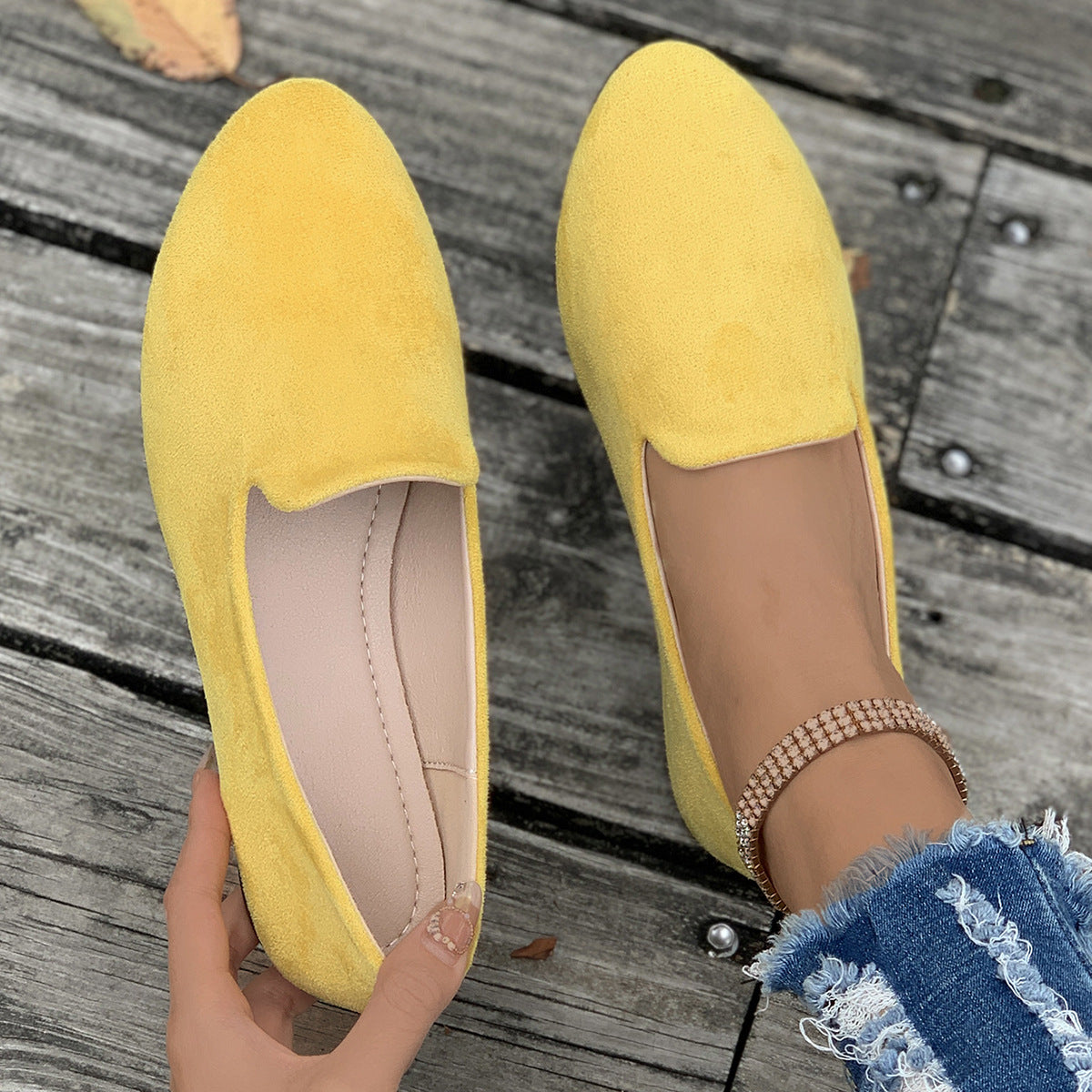 Damen elegante Slipper aus weichem Wildleder Shopnory
