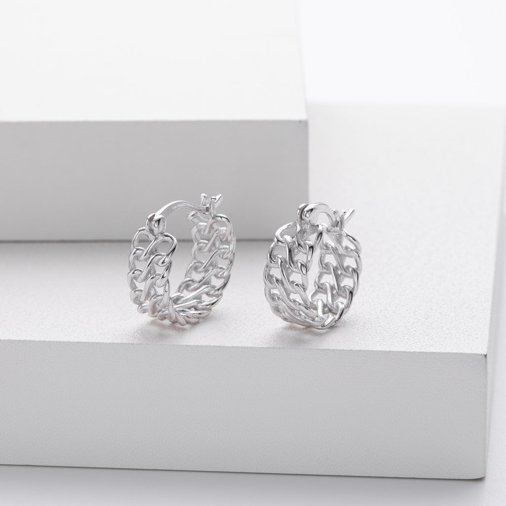 Damen Creolen mit kunstvollem, verwobenem Design aus 925 Sterling Silber Shop Nory