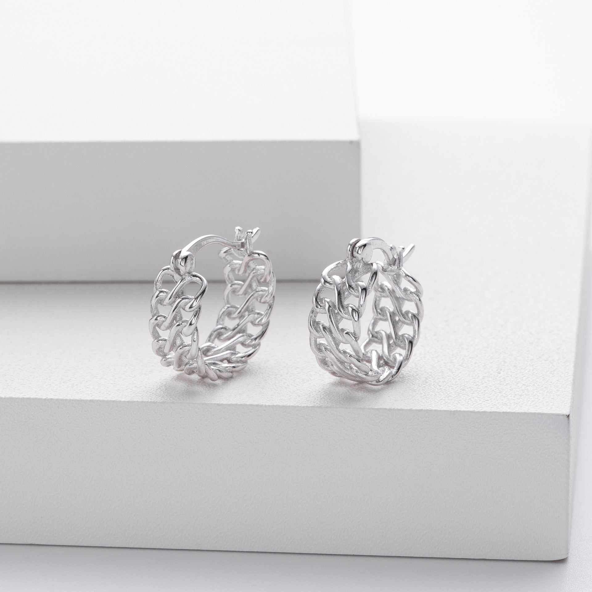 Damen Creolen mit kunstvollem, verwobenem Design aus 925 Sterling Silber Shop Nory