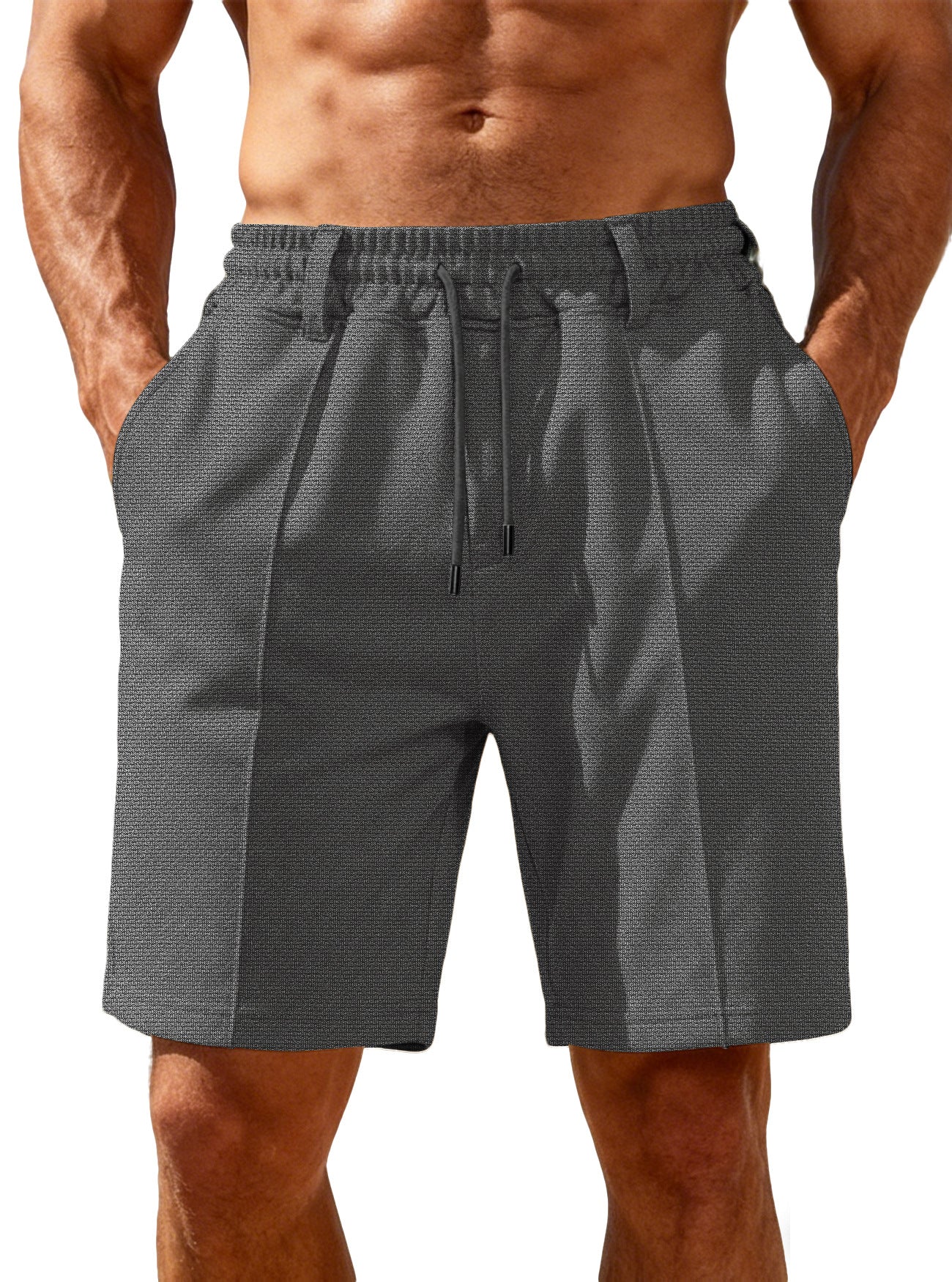 Herren nan Chino-inspirierte Relax-Shorts mit Bundfalten elastischem Tunnelzug und Eingrifftaschen Shopnory