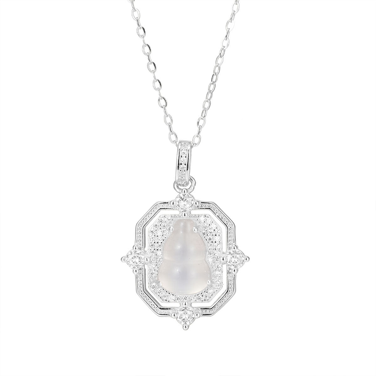 Damen Halskette mit exquisitem Anhänger aus hochwertigem Halbedelstein und funkelnden Zirkonia Shop Nory
