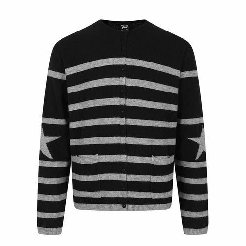 Unisex Gestreifte Knopf-Cardigan im Relaxed‑Fit mit Eingrifftaschen Shop Nory