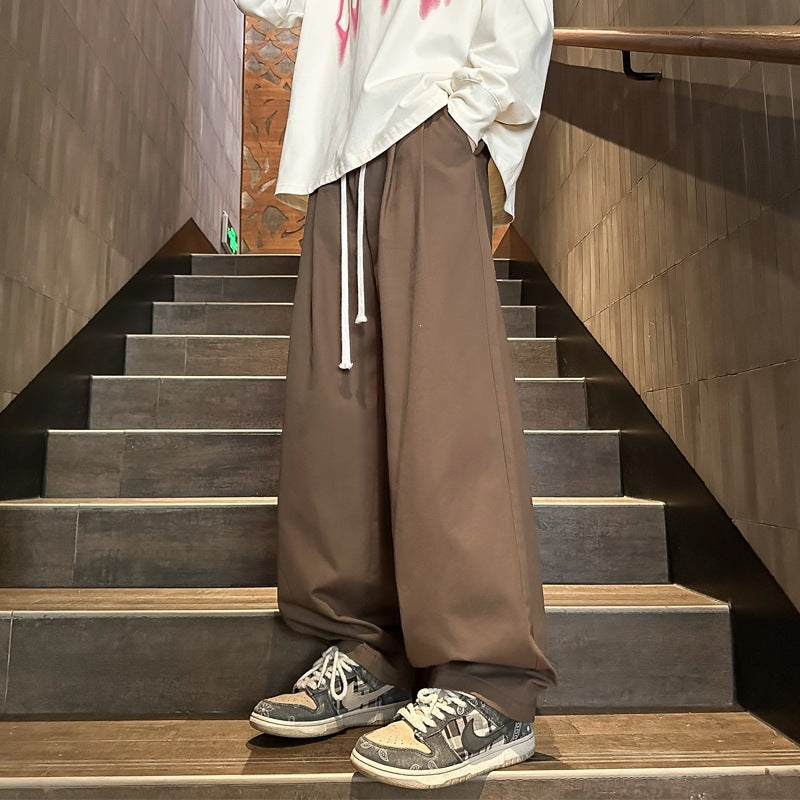Herren Weitgeschnittene Palazzo-Loungehose mit Tunnelzug, hoher Taille und fließender Baumwollmischung Shop Nory