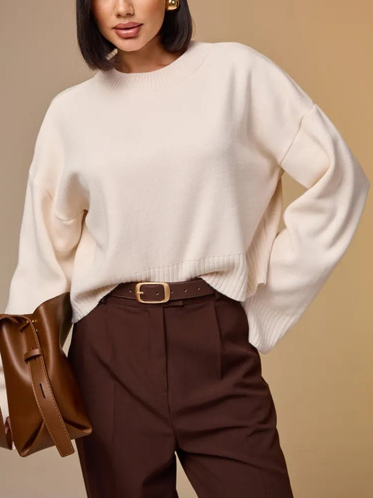 Damen Modischer Cropped Pullover mit weitem Schnitt