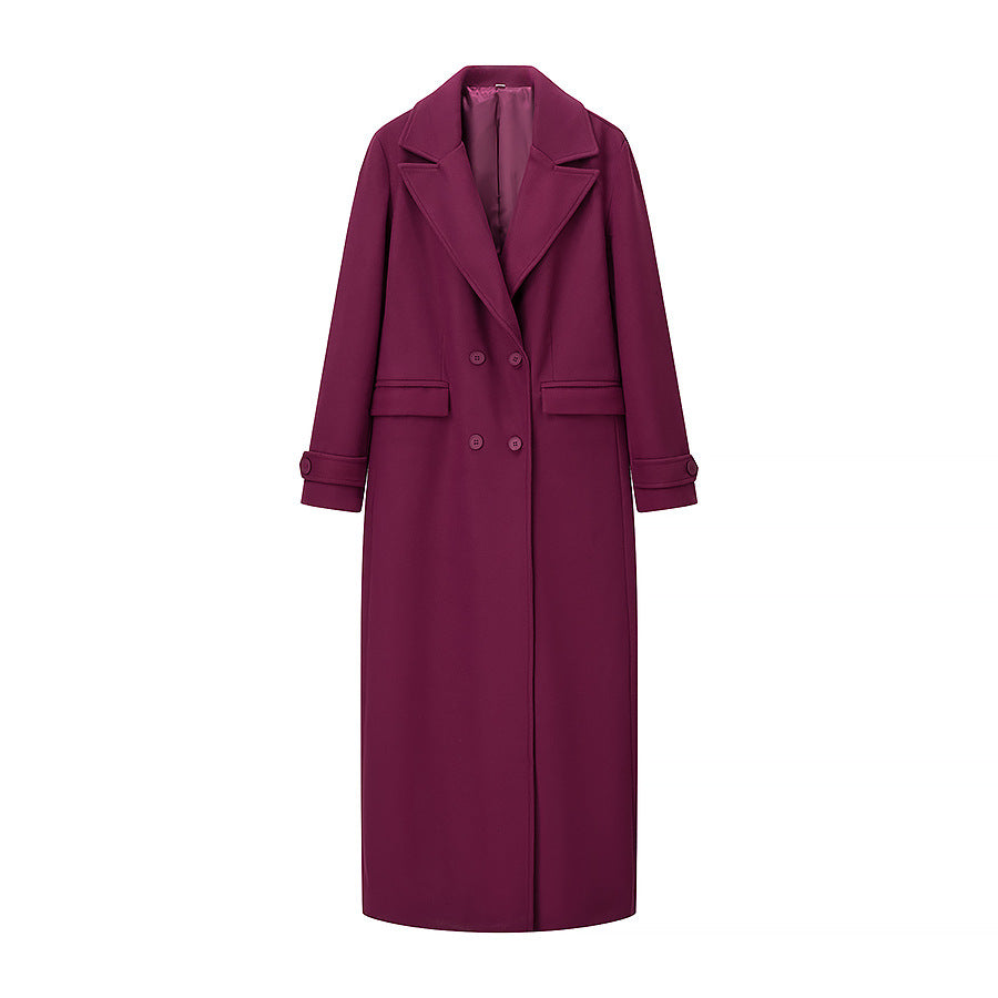 Damen Maxilanger Mantel aus Wollmix mit taillierter Silhouette und cleanem Revers Shop Nory