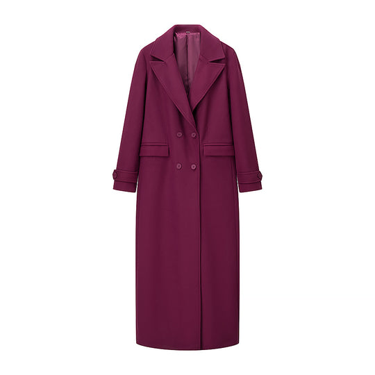 Damen Maxilanger Mantel aus Wollmix mit taillierter Silhouette und cleanem Revers Shop Nory