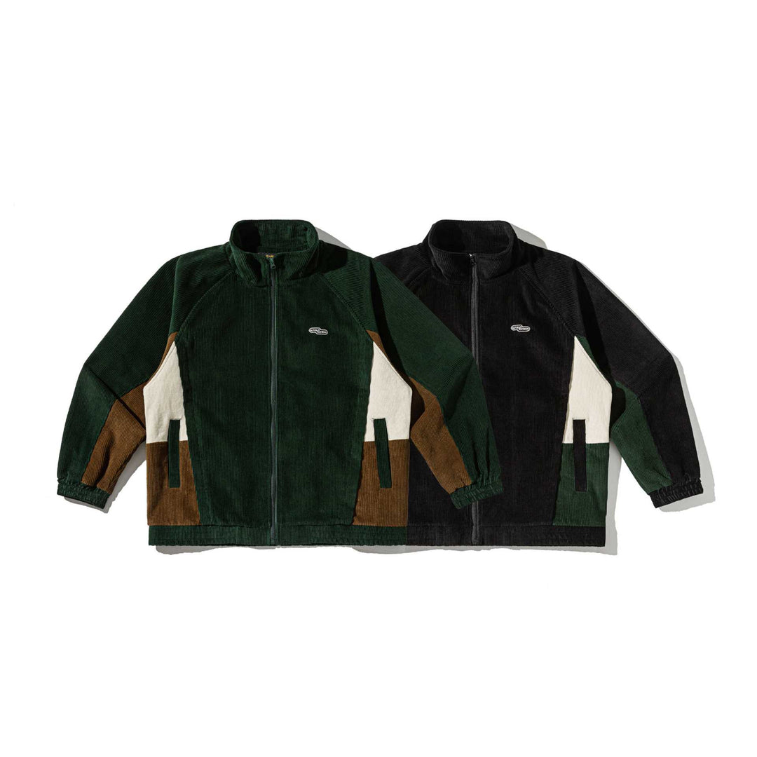 Unisex Kurz geschnittene Cord-Trackjacke im Retro-Utility-Stil mit Stehkragen Shop Nory