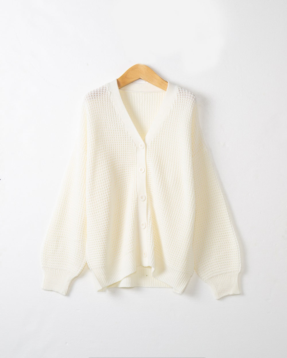 Damen Waffelstruktur-Cardigan mit tiefem V-Ausschnitt und kastigem Oversize-Schnitt Shop Nory