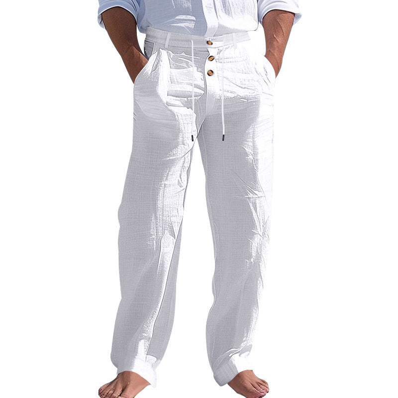 Herren lässige Hose mit hohem Bund und bequemen Taschen