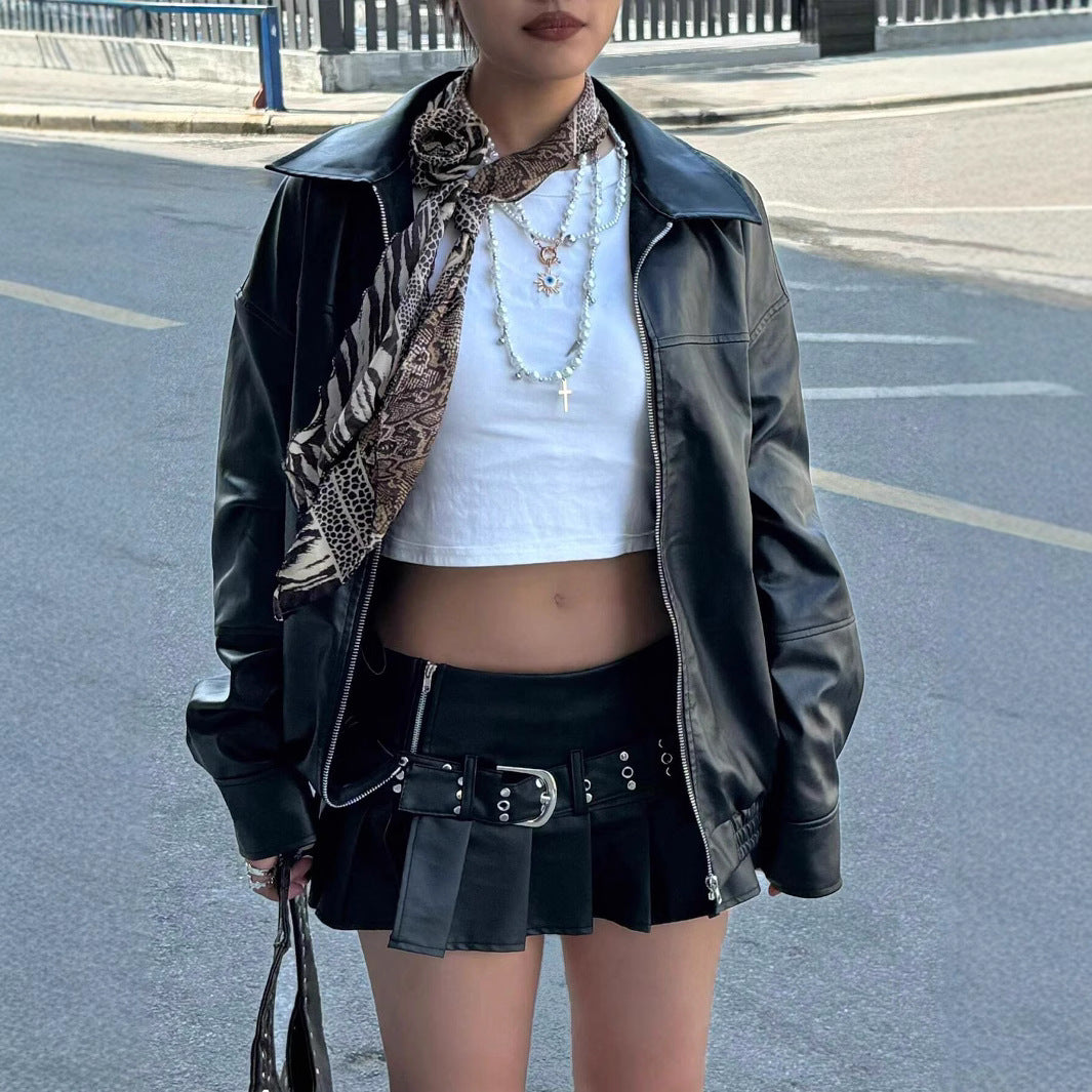 Damen Elegante und lässige Kunstlederjacke