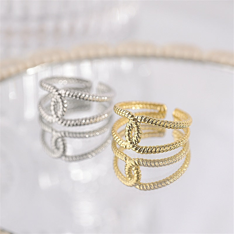 Damen Offener Ring mit kunstvollem, geflochtenem Design Shop Nory